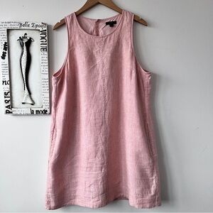 Women’s J. Crew Minimalist Linen Sleeveless Pink Peach Shift Dress Size L